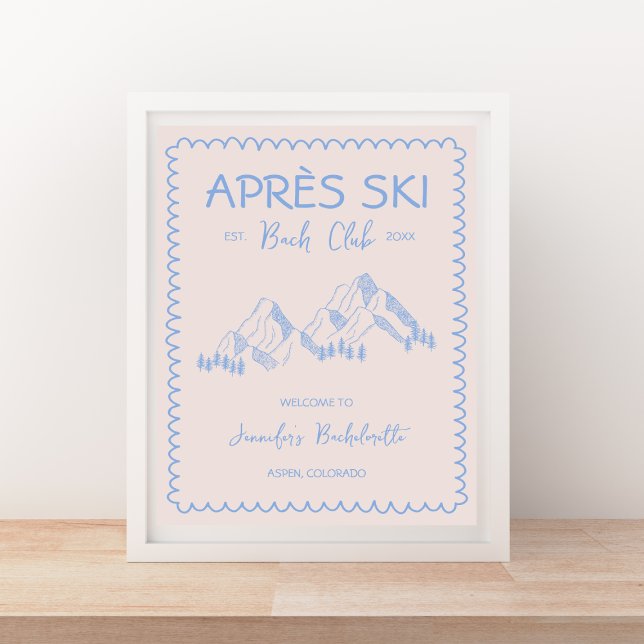 Poster Apres Ski Winter Bachelorette Weekend (Apres Ski Winter Bachelorette Weekend Welcome Poster)