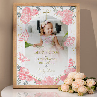 Poster Apresentação 3 años Foto de boas-vindas Butterflys