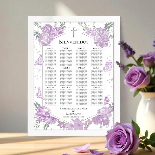 Poster Apresentação 3 años Sentados Gráfico Sinal Butterf (Criador carregado)