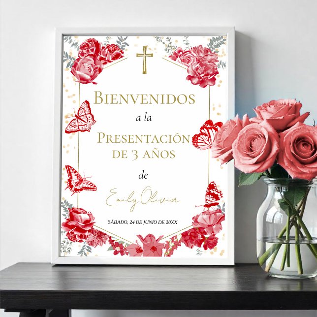 Poster Apresentação 3 años Sinal de boas-vindas Butterfly (Criador carregado)