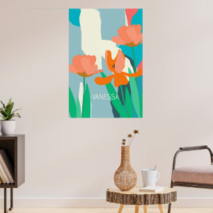 Poster Apricot Tulipas Artísticas Modernas de Cores Perso