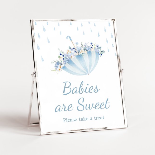 Poster April Chá traga flores bebês são doces (Boy April Shower Bring May Flowers Baby Shower Babies are Sweet Sign)
