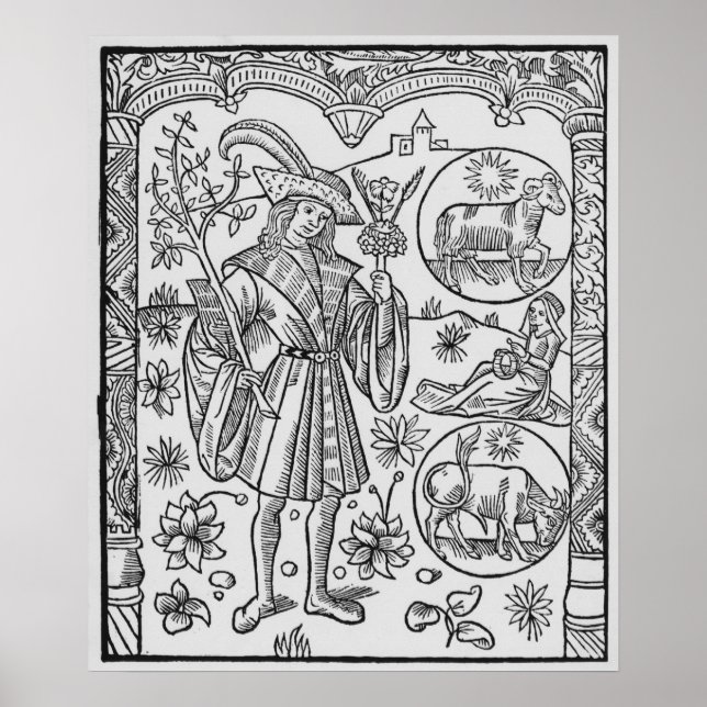 Pôster April, flores, Aries (Frente)