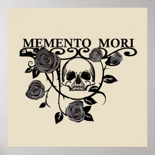 Poster Aproveite o Dia - Rosas Pretas - Caveira Memento M (Frente)