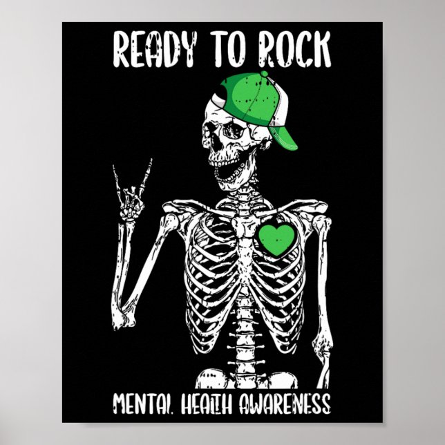 Poster Aproximar a Saúde Mental Esqueleto Rocha Mão (Frente)