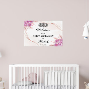 Poster Aqeqah Aqiqa, Bebê Floral Elegante