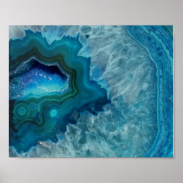 Poster Aqua Blue Agate Crystal Geode Night