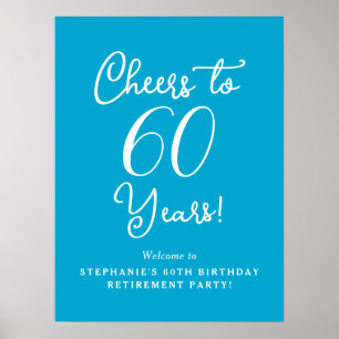 Poster Aqua Blue Cheers para 60 anos de aposentadoria bem