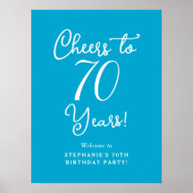 Aqua Blue Cheers to 70 Anos Aniversário Sinal de B