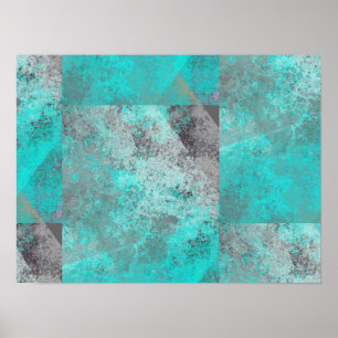 Poster Aqua Blue Turquoise e Cinza modernas em apuros