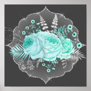 Poster Aqua Fantasy Floral