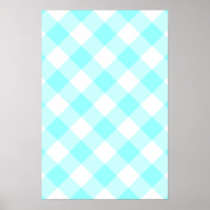Pôster Aqua Gingham Pattern