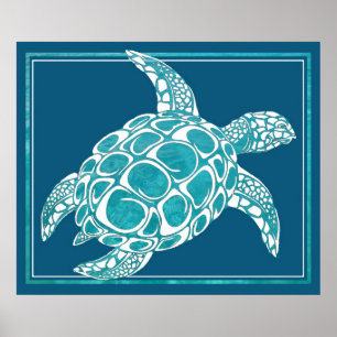 Poster Aqua Sea Turtle