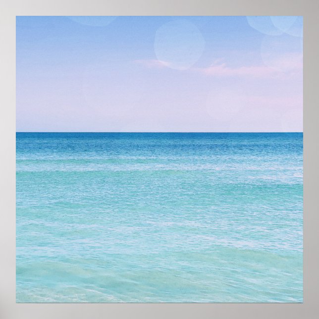 Poster Aqua Teal Lavanda Ocean Onda Praia Tropical (Frente)