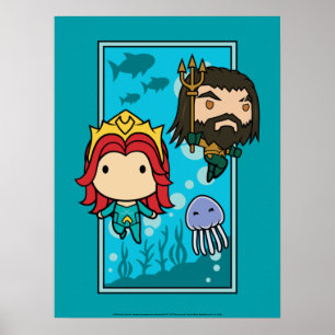 Poster Aquaman   Chibi Mera & Aquaman Subsea Graphic