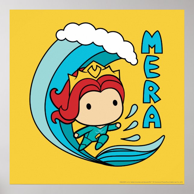 Poster Aquaman | Chibi Mera Riding Wave Graphic (Frente)