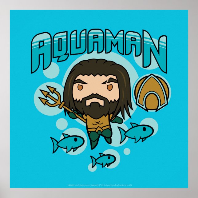 Poster Aquaman | Gráfico submarino de Chibi Aquaman (Frente)