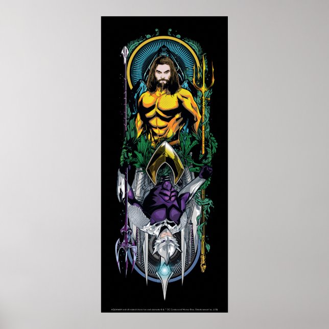 Poster Aquaman | Painel Orin & Orm Reversible Art Nouveau (Frente)