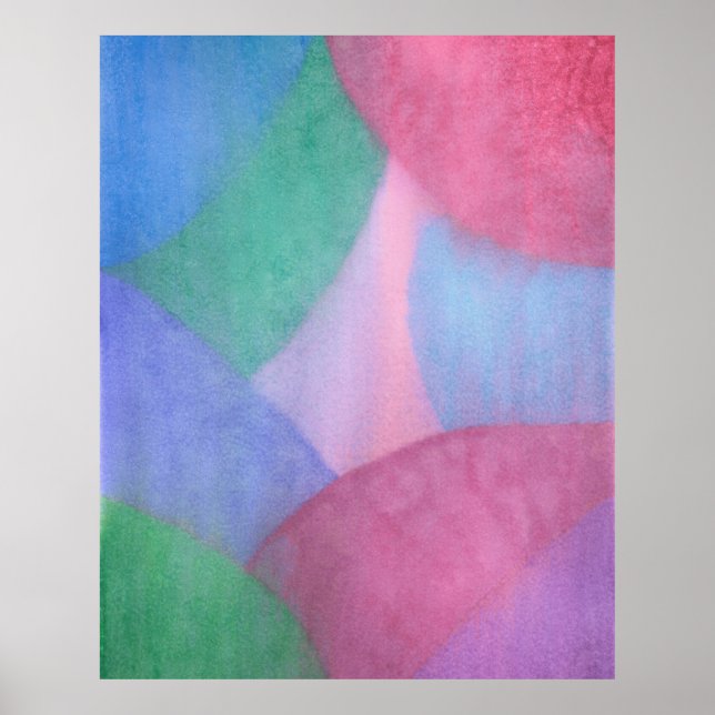 Poster Aquarela Abstrata Pastel com Formas Sobrepostas (Frente)