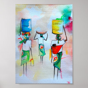 Poster Aquarela africana que pinta o brilho superior das