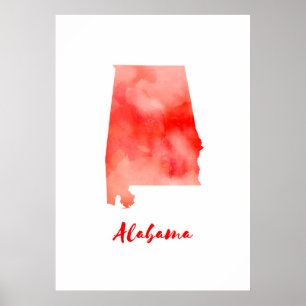 Pôster Aquarela Alabama Estados Unidos
