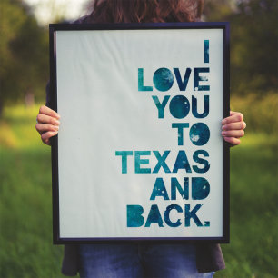 Poster Aquarela Amor Você Para o Texas e de Volta