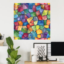 Aquarela Arco Arco-Íris Vidro Estampado