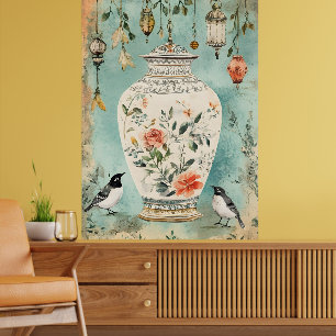 Poster Aquarela artística de um vaso decorativo antigo