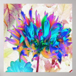 Poster Aquarela Atormentada Rainbow Cactus Dahlia