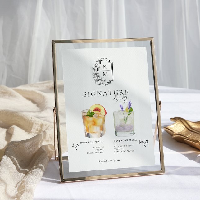 Poster Aquarela | Bebida com a Assinatura dos Noivos (Criador carregado)