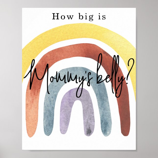 Poster Aquarela Boho Arco-íris Quão grande é a barriga da (Frente)