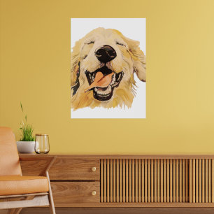 Poster Aquarela Cachorro Animal Pet Arte Retriever Dourad