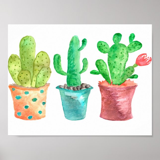 Poster Aquarela Cactus (Frente)