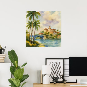 Poster Aquarela Cênica Histórica Boca Raton Flórida