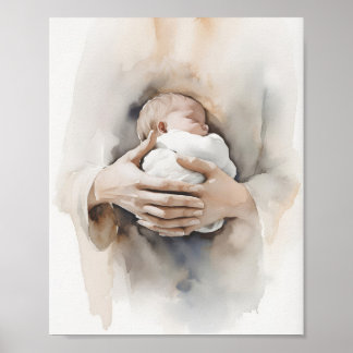 Poster Aquarela da Bíblia - Presente para Recém-Nascido,