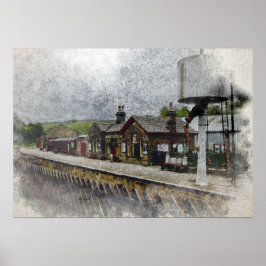 Poster Aquarela da Estação Ferroviária de Oxenhope