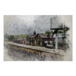 Pôster Aquarela da Estação Ferroviária de Oxenhope