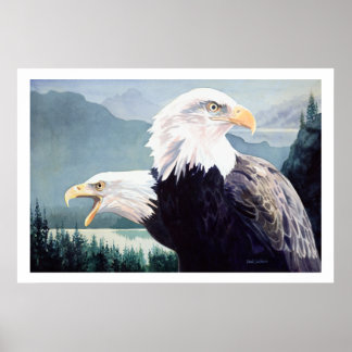 Pôster Aquarela de Águia Balda "Vigilância"
