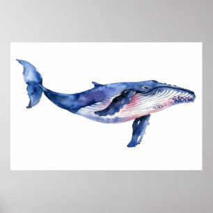 Poster Aquarela de baleia