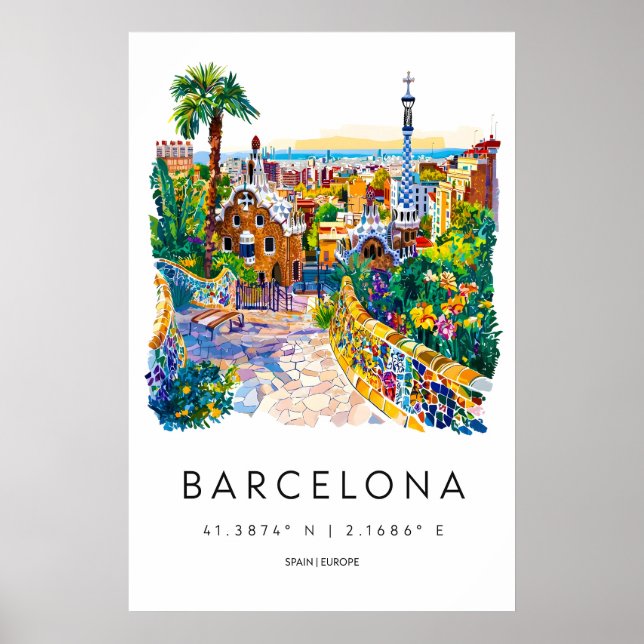 Poster Aquarela de Barcelona 1 (Frente)
