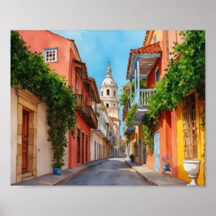 Poster Aquarela de Cartagena Colômbia