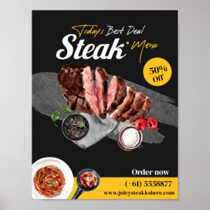 Poster Aquarela de Comida de bife