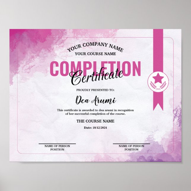 Poster Aquarela de Conclusão de Certificados (Frente)