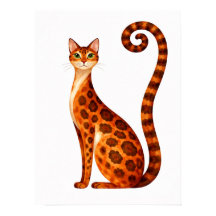 Aquarela de Gato Bengal Caprichoso