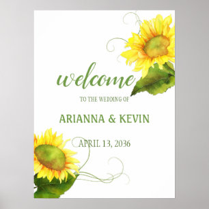 Poster Aquarela de Girassóis Casamento na Vinha