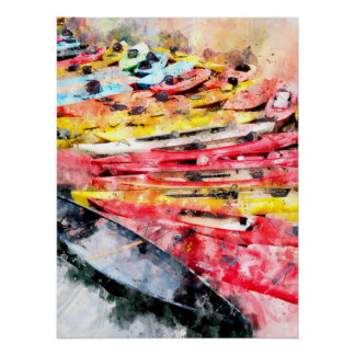 Pôster Aquarela de Kayak
