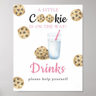 Poster Aquarela de leite e biscoitos Chás de bebê Drinks