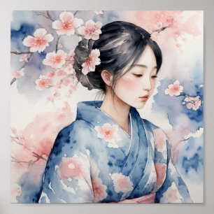 Poster Aquarela de mulher asiática