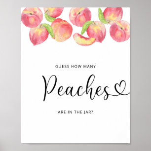 Poster Aquarela de pêssego pequeno adivinhe quantos pêsse