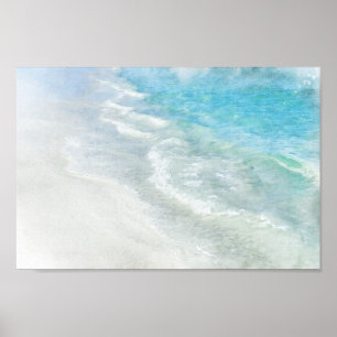 Poster Aquarela de Praia - Ondas Azuis Azuis-Azuis-Azuis-